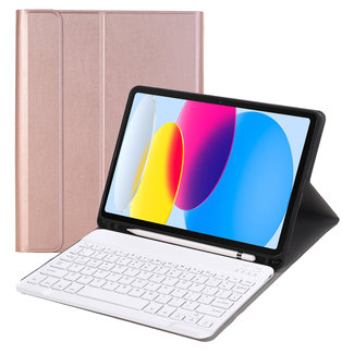 Cover2day Case2go - Bluetooth Toetsenbord hoes geschikt voor Apple iPad 10 10.9 Inch (2022) - QWERTY - Auto Wake/Sleep functie - Met Pencil Houder - Rose Gold