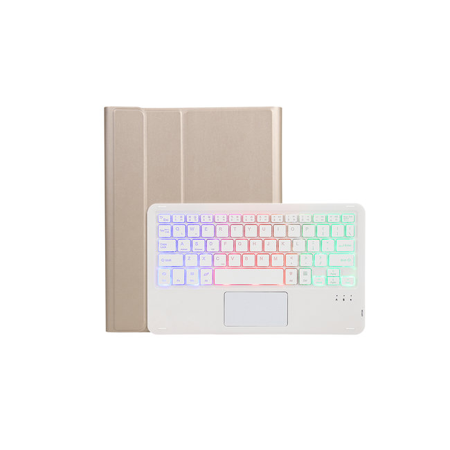 Case2go - Bluetooth RGB Toetsenbord hoes geschikt voor Apple iPad 10 10.9 Inch (2022) - QWERTY - Keyboard case met RGB Verlichting &amp; Touchpad - Goud