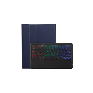 Cover2day Case2go - Bluetooth RGB Toetsenbord hoes geschikt voor Apple iPad 10 10.9 Inch (2022) - QWERTY - Keyboard case met RGB Verlichting &amp; Touchpad - Donker Blauw