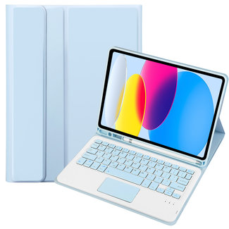 Cover2day Cover2day - Bluetooth Keyboard hoes geschikt voor Apple iPad 2022 (10.9 Inch) -  QWERTY - Auto Wake/Sleep functie - Toetsenbordverlichting &amp; TouchPad - Licht Blauw