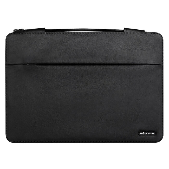Laptoptas - 14 inch laptopsleeve met extra opberg vak - Multifunctionele tas met standaard - Kunstleer - Zwart