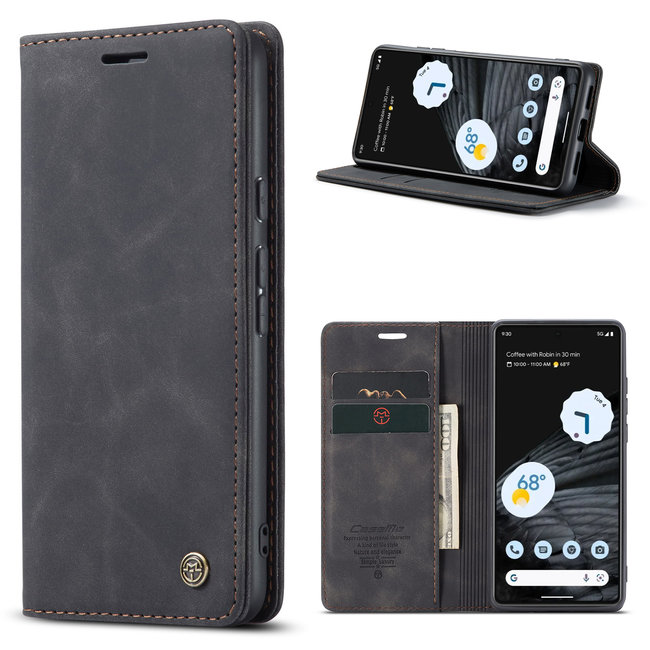 CaseMe - Telefoonhoesje geschikt voor Google Pixel 7 - Wallet Book Case - Met Magnetische Sluiting - Zwart