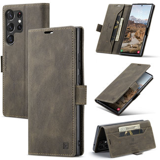 CaseMe CaseMe - Telefoonhoesje geschikt voor Samsung Galaxy S23 Ultra - Back Cover - Wallet Book Case - Donker Bruin