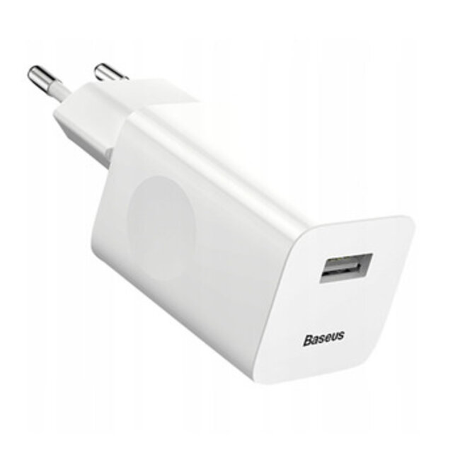 Baseus Adapter - Universele Adapter met 1x USB Port - 24W - Geschikt voor Smartphones, Tablets, Etc - Wit