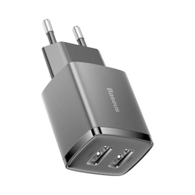 Baseus Adapter - Universele Adapter met 2x USB Port - 20W - Geschikt voor Smartphones, Tablets, Etc - 21W - Zwart