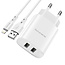 Borofone BN2 - Universele Dual Adapter - USB naar Lightning- Geschikt voor smartphones, tablets, etc - 1 Meter - Wit