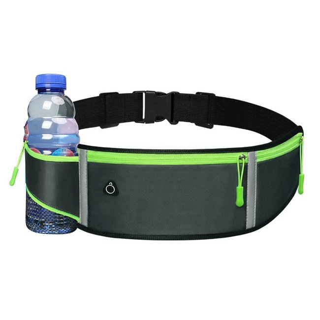 Sportband met fleshouder - Hardloopband - Hardloop Riem - Running belt - met Smartphone houder - Unisex/Onesize - Grijs