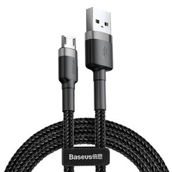 Baseus - Universele USB naar Micro USB kabel - Geschikt voor o.a. Samsung en andere apparaten - 1 Meter - 2.5A - Zwart/Grijs