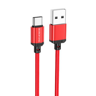 Borofone Borofone - Universele USB naar Type C kabel - Geschikt voor o.a. Samsung en andere apparaten - 1 Meter - 2.5A - Rood