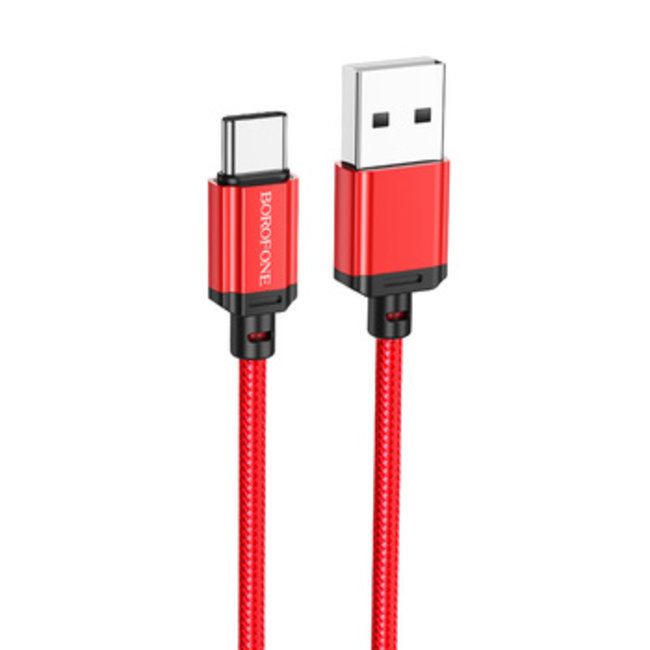 Borofone - Universele USB naar Type C kabel - Geschikt voor o.a. Samsung en andere apparaten - 1 Meter - 2.5A - Rood