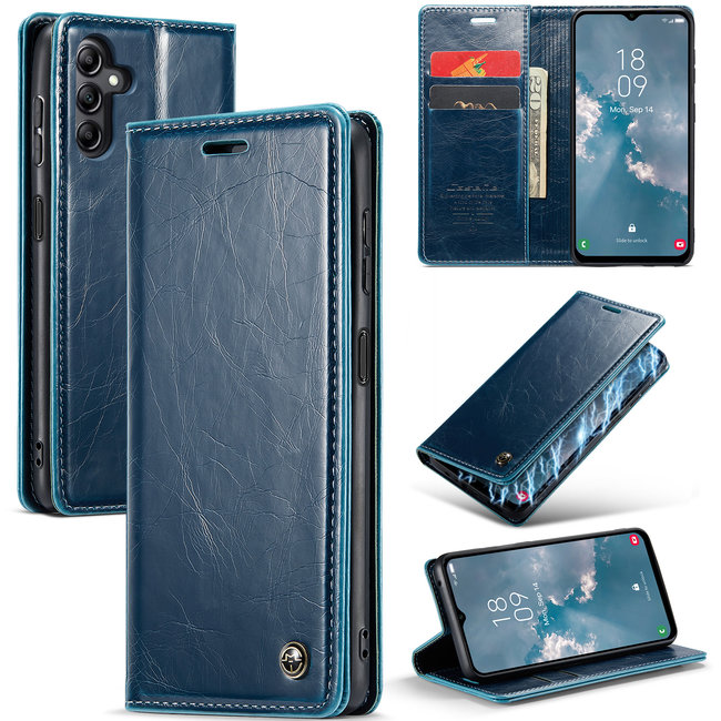 CaseMe - Telefoonhoesje geschikt voor Samsung Galaxy A14 5G - Flip Wallet Case - Magneetsluiting - Blauw