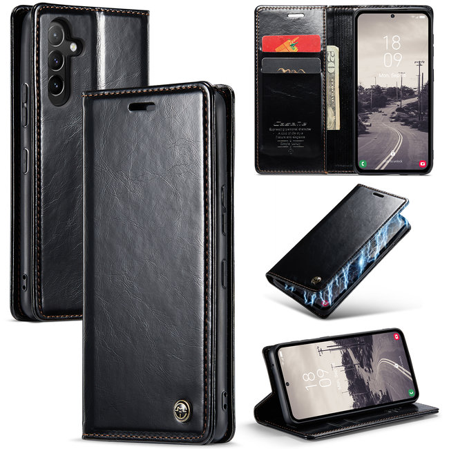 CaseMe - Telefoonhoesje geschikt voor Samsung Galaxy A54 5G - Flip Wallet Case - Magneetsluiting - Zwart