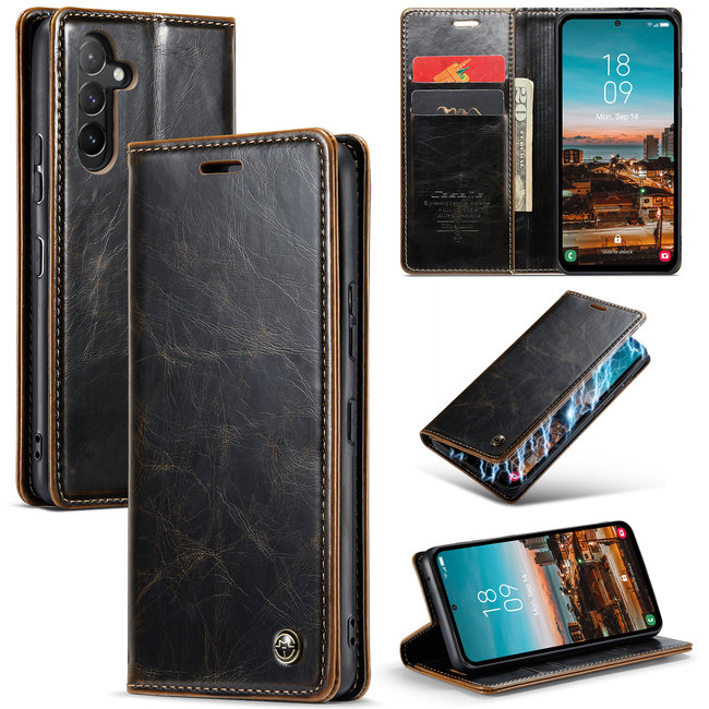 CaseMe - Telefoonhoesje geschikt voor Samsung Galaxy A54 5G - Flip Wallet Case - Magneetsluiting - Bruin