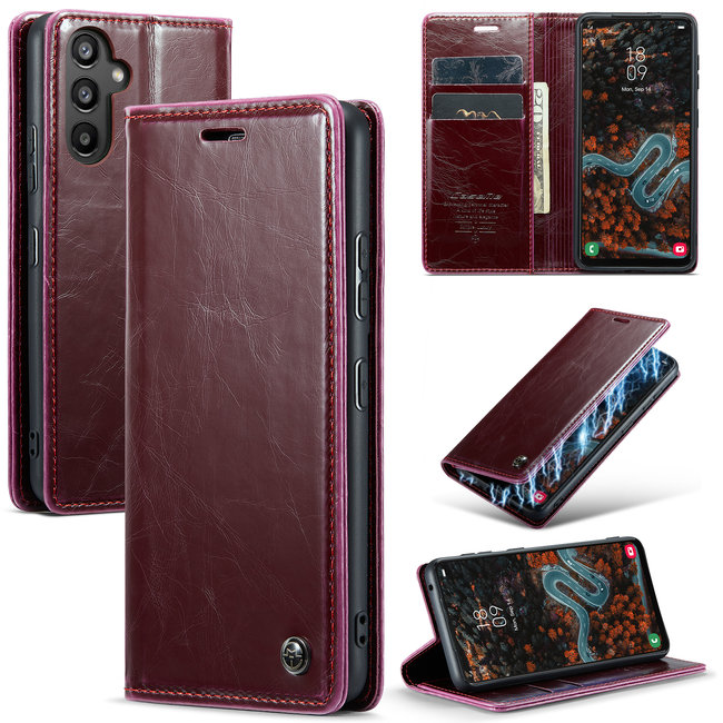CaseMe - Telefoonhoesje geschikt voor Samsung Galaxy A34 5G - Flip Wallet Case - Magneetsluiting - Rood