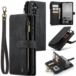 CaseMe CaseMe - Hoesje geschikt voor Samsung Galaxy A14 5G - Wallet Book Case - met Rits en Magneetsluiting - met RFID bescherming - Zwart