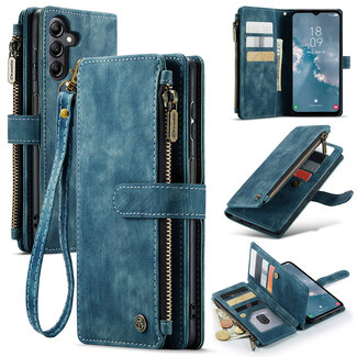 CaseMe CaseMe - Hoesje geschikt voor Samsung Galaxy A14 5G - Wallet Book Case - met Rits en Magneetsluiting - met RFID bescherming - Blauw