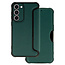 Case2go - Telefoonhoesje geschikt voor Samsung Galaxy S23 Ultra - Razor Carbon Book case - Donker groen