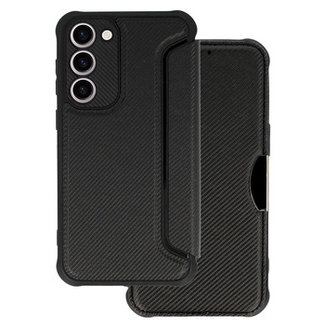 Cover2day Telefoonhoesje geschikt voor Samsung Galaxy S23 Ultra - Razor Carbon Book case - Zwart