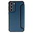 Case2go - Telefoonhoesje geschikt voor Samsung Galaxy S23 - Razor Carbon Book case - Marine Blauw