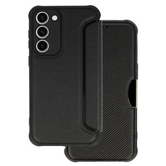 Cover2day Case2go - Telefoonhoesje geschikt voor Samsung Galaxy S23 - Razor Carbon Book case - Zwart