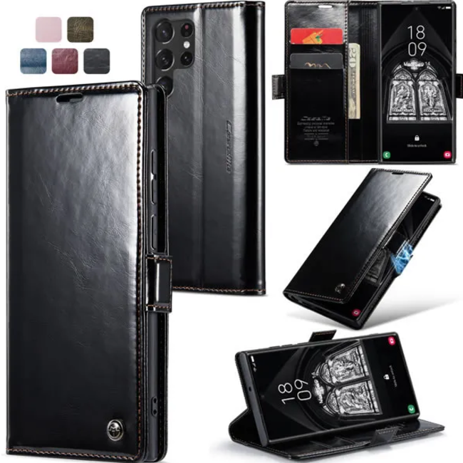 CaseMe - Telefoonhoesje geschikt voor Samsung Galaxy S23 Ultra - Wallet Book Case - Met Magnetische Sluiting - Zwart