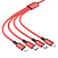 Borofone - 4 in 1 oplaadkabel - USB naar 2x USB-C, Micro USB en Lightning - 1 meter - 2A - Rood