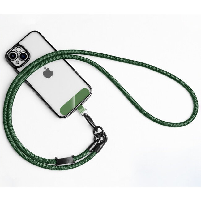 Universele Telefoonkoord - Telefoonketting met Clip -  Met Afneembaar Koord - 60 cm Koord - Donker groen