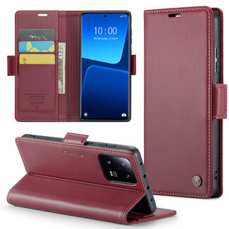 CaseMe CaseMe - Telefoonhoesje geschikt voor Xiaomi 13 Pro - Retro Wallet Book Case - Met Magnetische Sluiting - Rood