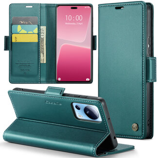 CaseMe CaseMe - Telefoonhoesje geschikt voor Xiaomi 13 Lite - Retro Wallet Book Case - Met Magnetische Sluiting - Groen