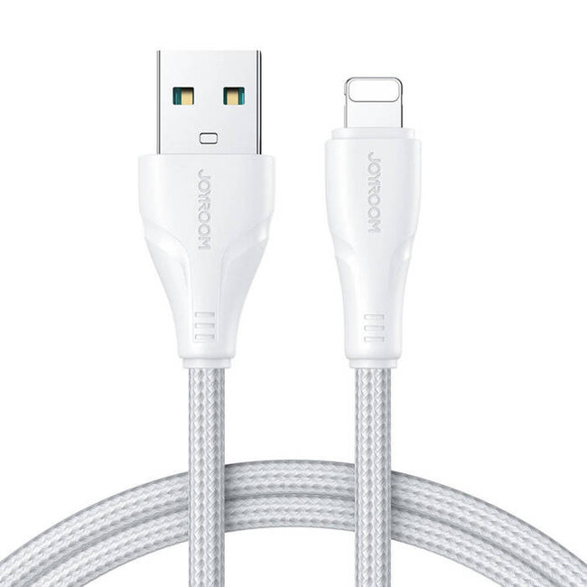 JOYROOM - USB-A naar Lightning kabel - Universele Snellader geschikt voor bijv. iPhone of toestellen met Lightning aansluiting - 3 Meter - 2.4A - Wit