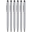 6 Stuks - Balpen en Touch Pen - 2 in 1 Stylus Pen voor smartphone en tablet - Metaal - Zilver