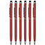 6 Stuks - Balpen en Touch Pen - 2 in 1 Stylus Pen voor smartphone en tablet - Metaal - Rood