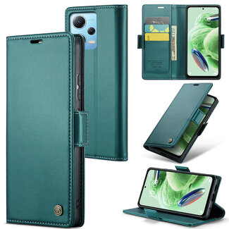 CaseMe CaseMe - Telefoonhoesje geschikt voor Poco X5 - Retro Wallet Book Case - Met Magnetische Sluiting - Groen