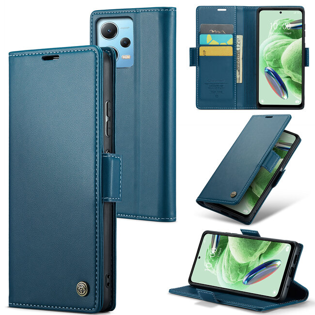 CaseMe - Telefoonhoesje geschikt voor Redmi Note 12 Pro 5G /Poco X5 Pro - Retro Wallet Book Case - Met Magnetische Sluiting - Donker Blauw