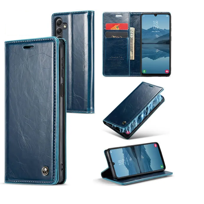CaseMe - Telefoonhoesje geschikt voor Samsung Galaxy A24 4G - Wallet Book Case - Met Magnetische Sluiting - Blauw