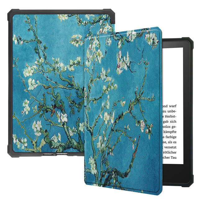 Cover2day - E-reader hoesje voor Amazon Kindle Paperwhite 2021 - Sleepcover - Auto/Wake functie - Magnetische sluiting - Witte Bloesem