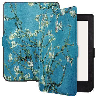 Cover2day Case2go - Case for Kobo Nia - Slim Tri-Fold Book Case - Whiteh Auto Sleep Wake Function - White Blossom