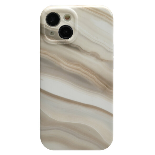 Hoozey - Hoesje voor Apple iPhone 14 Pro Max - Marble Print - Licht Bruin