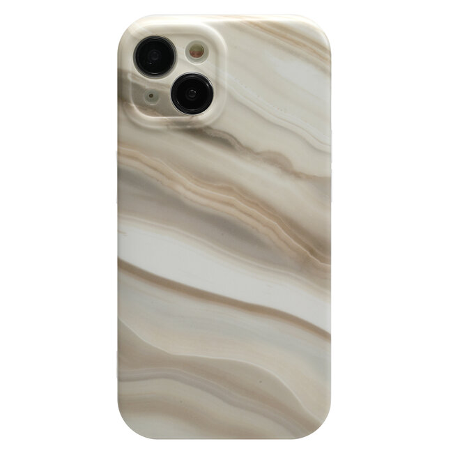 Hoozey - Hoesje geschikt voor Apple iPhone 13 - Marble Print - Licht Bruin