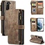 CaseMe - Telefoonhoesje geschikt voor Samsung Galaxy S21 FE- Wallet Book Case met ritssluiting - Magneetsluiting - Bruin