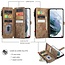 CaseMe - Telefoonhoesje geschikt voor Samsung Galaxy S21 FE- Wallet Book Case met ritssluiting - Magneetsluiting - Bruin