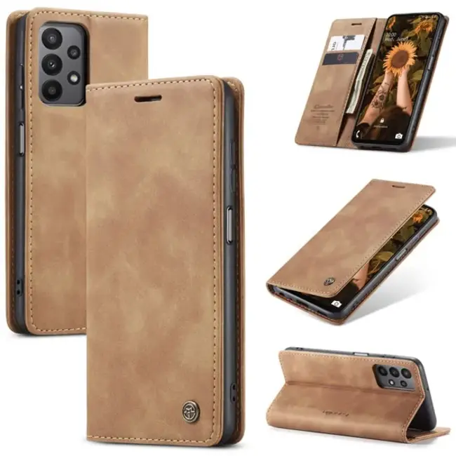 Hoesje geschikt voor Samsung Galaxy A23 - Wallet Book Case - Magneetsluiting - met RFID bescherming - Bruin