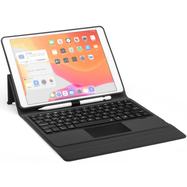 iPad 10.2 (2019) case - Bluetooth Toetsenbord hoes - met Touchpad & Toetsenbord verlichting - Zwart