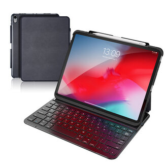 Dux Ducis Bluetooth toetsenbord geschikt voor iPad Pro 11 (2018) - Bluetooth toetsenbord hoes - QWERTY layout - Magneetsluiting - Sleep/Wake-up functie - Zwart