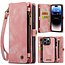 CaseMe - Telefoonhoesje geschikt voor Apple iPhone 15 Pro - 2 in 1 Book Case en Back Cover - Licht Roze