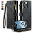 CaseMe - Hoesje geschikt voor iPhone 15 Pro - Vintage Wallet Book Case Ritssluiting - Met Magneetsluiting - Zwart