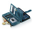 CaseMe - Hoesje geschikt voor iPhone 15 Pro - Vintage Wallet Book Case Ritssluiting - Met Magneetsluiting - Blauw