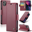 CaseMe - Hoesje geschikt voor iPhone 15 - Retro Wallet Book Case - Met Magnetische Sluiting - Rood