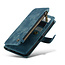 CaseMe - Hoesje geschikt voor iPhone 15 - Vintage Wallet Book Case Ritssluiting - Met Magneetsluiting - Blauw