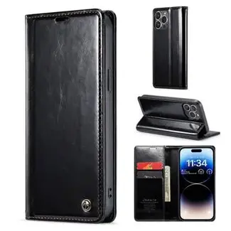 CaseMe CaseMe - Telefoonhoesje geschikt voor Apple iPhone 15 Pro - Flip Wallet Case - Zwart